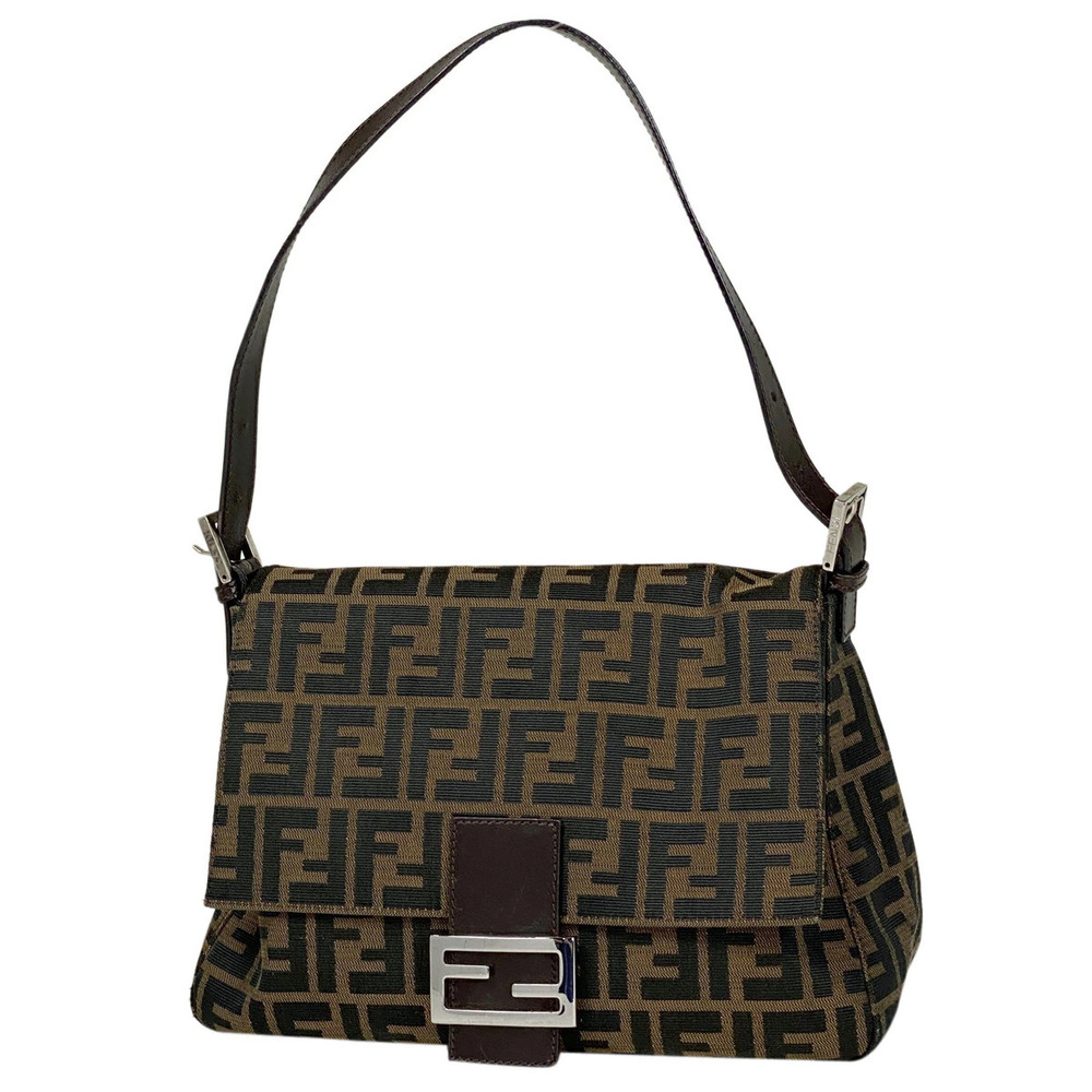 Fendi Zucca shoulder bag handbag Mamma Bucket canvas brown